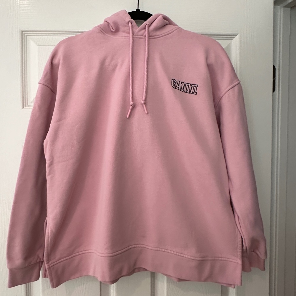 Ganni Pink Hooded Oversized Sweatshirt
